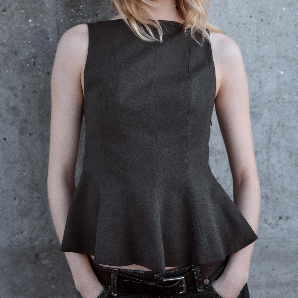 Zara dark grey peplum top medium